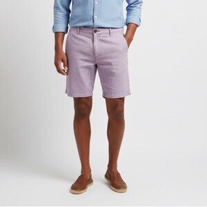 Faherty Men's Chino Shorts Flat Front Linen Blend Pink Lilac 34 Coastal Preppy